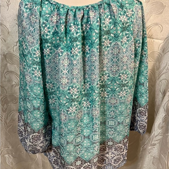 Christopher & Banks Turquoise Purple Long Sleeve Thin Top - Picture 4 of 5